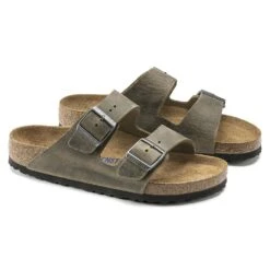 Birkenstock Arizona Soft Footbed Faded Khaki Oiled Nubuck Leather- Regular/Wide -Men Shoes Store 1019313 pair