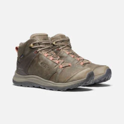Keen Women's Terradora II Leather Mid Waterproof Boots - Brindle/Redwood - Regular (B) -Men Shoes Store 1023728 PLA PDP