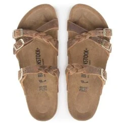 Birkenstock Women's Franca Oiled Leather Sandal - Cognac - Regular/Wide -Men Shoes Store 1024052 top