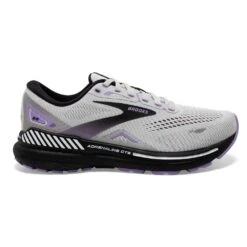 BROOKS Women's Adrenaline GTS 23 Running Shoe - Grey/Black/Purple- Wide (D)