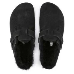 Birkenstock Boston Shearling Black Suede Leather- Regular/Wide -Men Shoes Store 259883 top 1