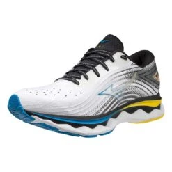 Mizuno Men's Wave Sky 6 Running Shoe - White/Cyber Yellow - Regular (D) -Men Shoes Store 411369.0034 07