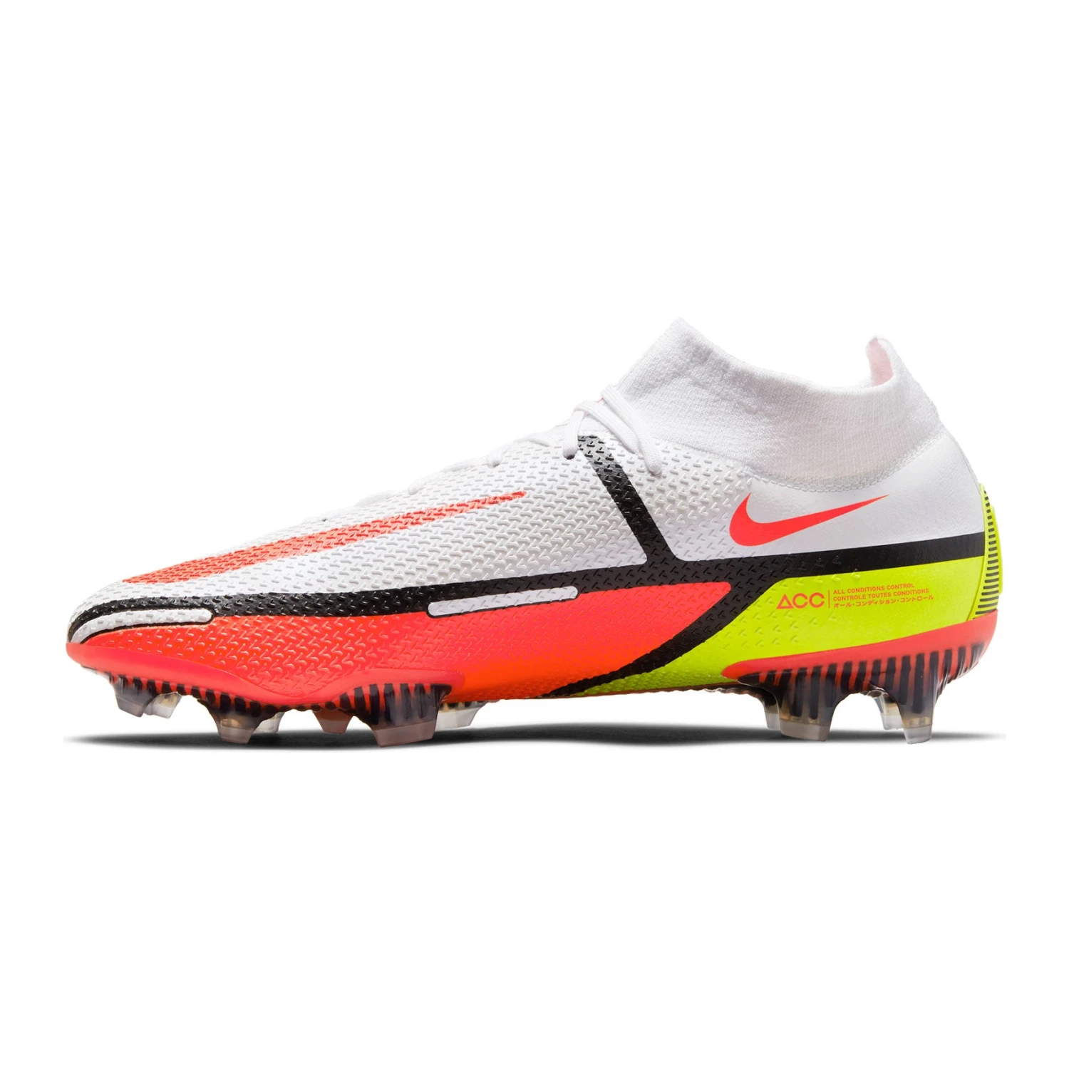 Nike Unisex Phantom GT2 Elite Dynamic Fit FG Soccer Shoes - White/Bright Crimson/Volt - Regular (D) 4 Nike Unisex Phantom GT2 Elite Dynamic Fit FG Soccer Shoes - White/Bright Crimson/Volt - Regular (D) - Image 2