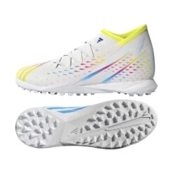 ADIDAS Unisex Predator Edge .3 TF Soccer Shoe - Ftwr White/Solar Yellow/Powder Blue - Regular (D) -Men Shoes Store GW0951