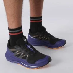 Salomon Men's Pulsar Trail Shoe - Black/Clematis Blue/Blazing Orange- Regular (D) -Men Shoes Store L41603200 b1e1cabd0093cd16fb7753cd530c28a3