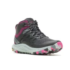 Merrell Women's Antora 3 Mid Waterproof Boot - Black/Fuchsia - Regular (B) -Men Shoes Store MRLW J067582 WHT 020722 S23 045