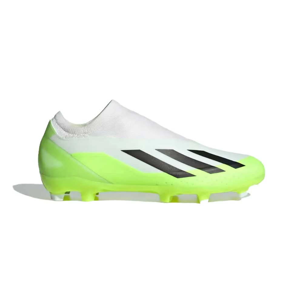ADIDAS Unisex X Crazyfast .3 Laceless FG Soccer Cleat - Cloud White / Core Black / Lucid Lemon- Regular (D) 3 ADIDAS Unisex X Crazyfast .3 Laceless FG Soccer Cleat - Cloud White / Core Black / Lucid Lemon- Regular (D)