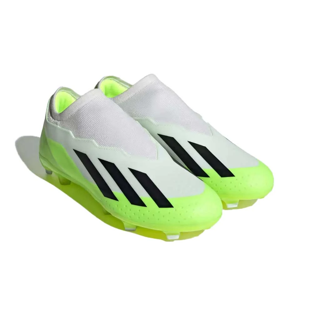 ADIDAS Unisex X Crazyfast .3 Laceless FG Soccer Cleat - Cloud White / Core Black / Lucid Lemon- Regular (D) 4 ADIDAS Unisex X Crazyfast .3 Laceless FG Soccer Cleat - Cloud White / Core Black / Lucid Lemon- Regular (D) - Image 2
